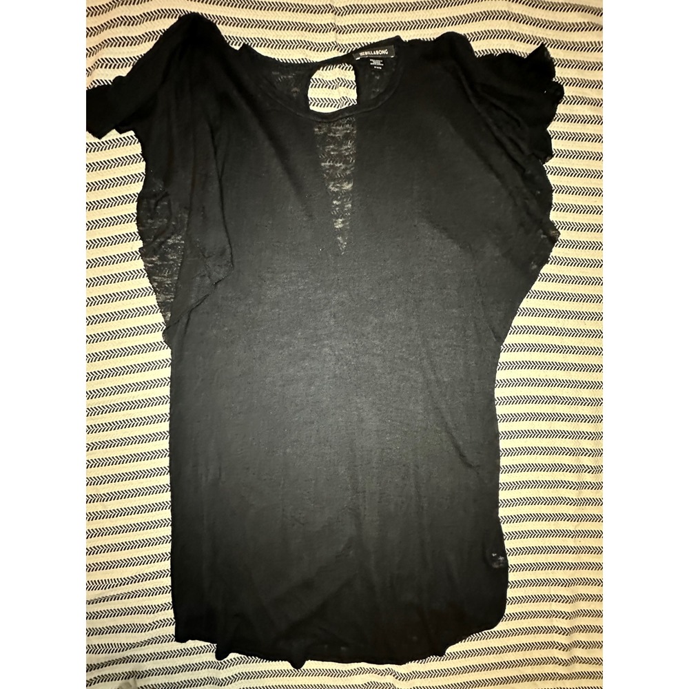 Billabong Womens Black Lace Detail Keyhole Back Dolman sleeve Swim Cover‎ Up